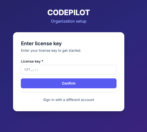 License key entry