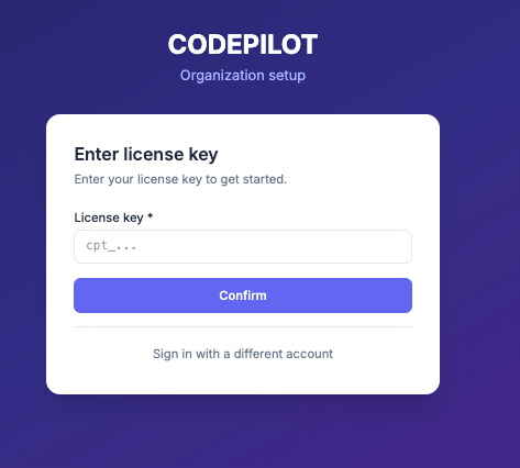 License key entry