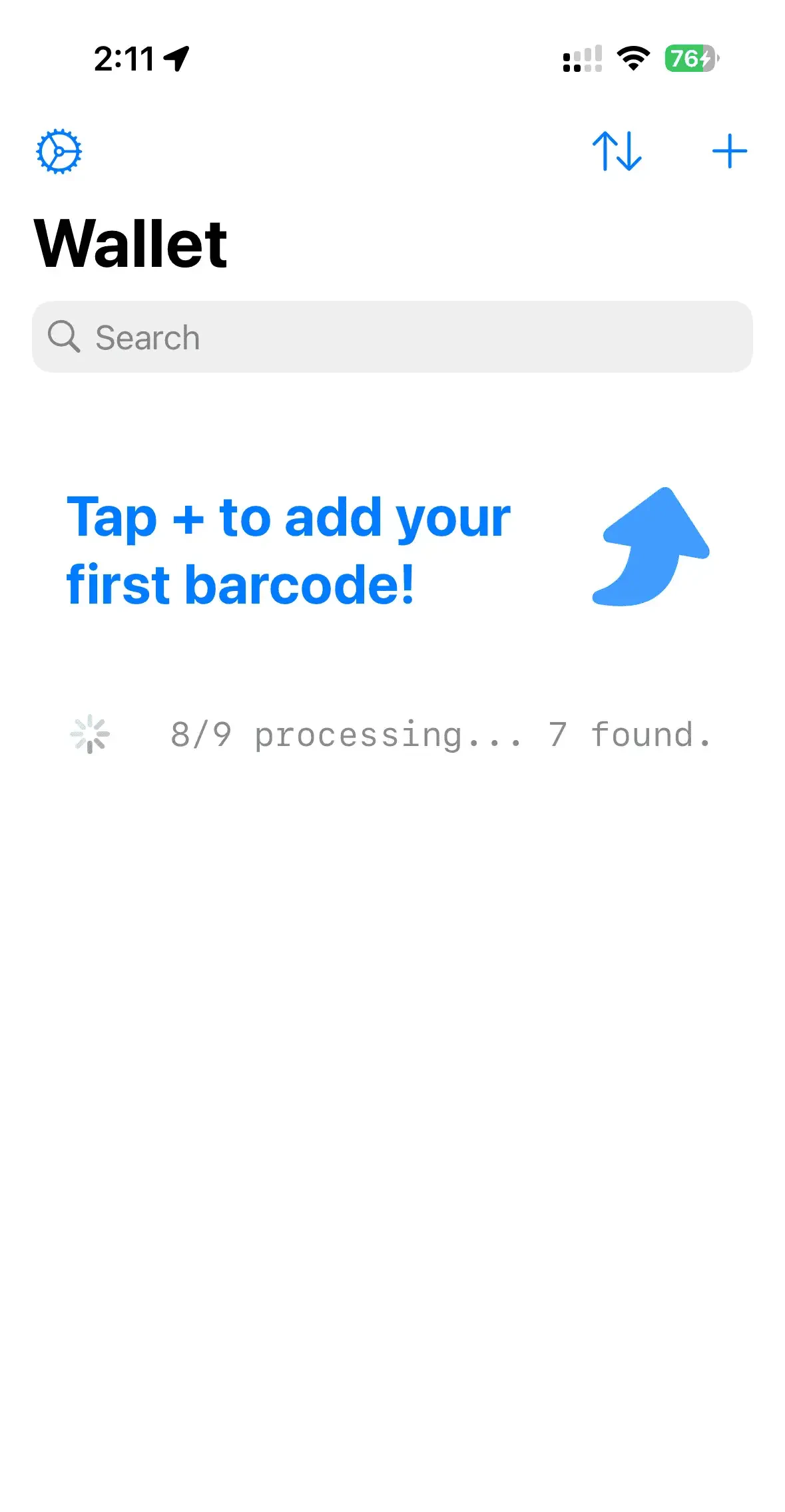 Import progress screen while scanning Klarna card screenshots