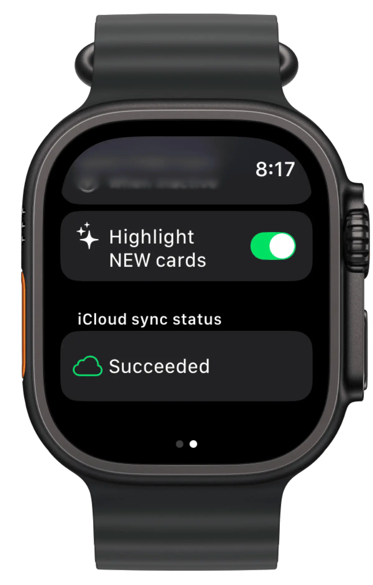 Apple Watch settings screen scrolled down in Barcodes
