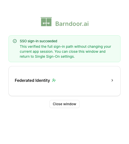Barndoor SSO Success