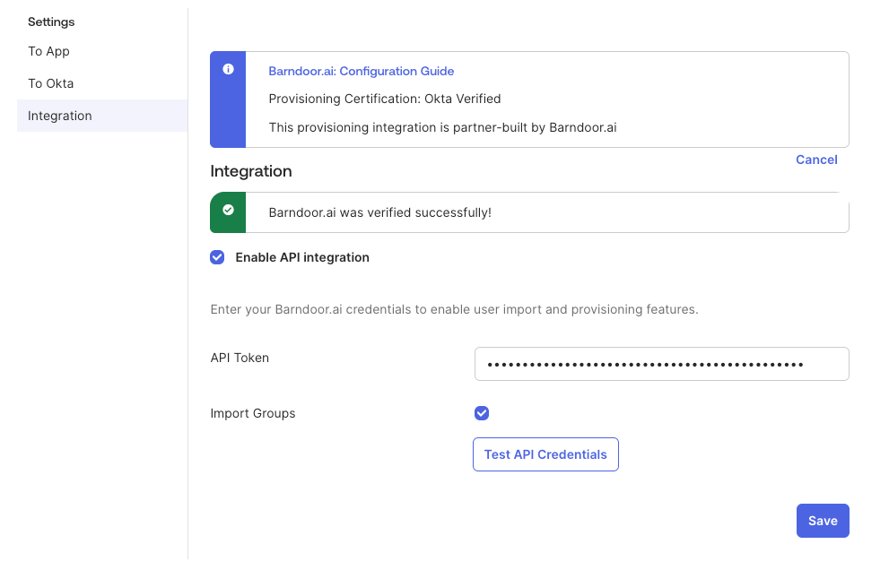 OIN SCIM API Token Success