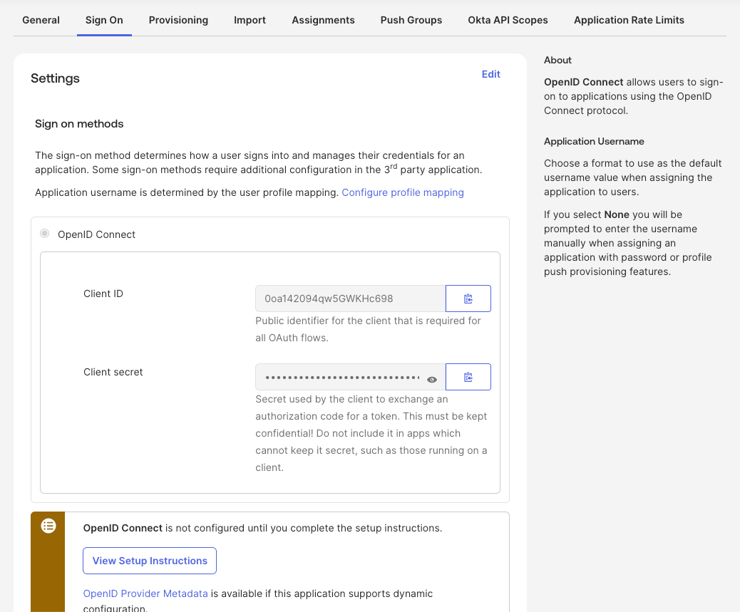 OIN Sign-On Configuration