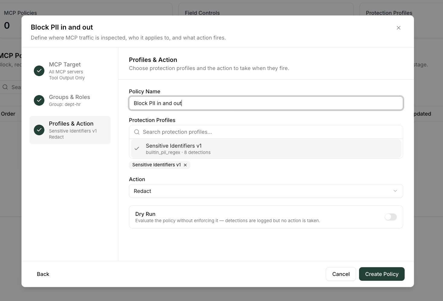 Protection profiles and action