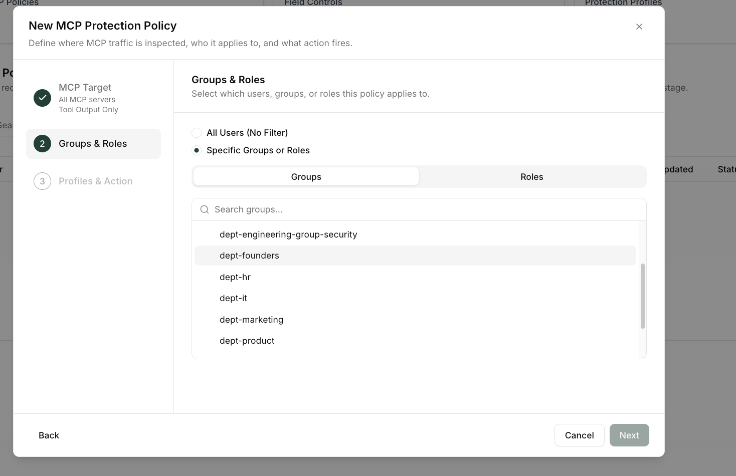 Groups and Roles scoping