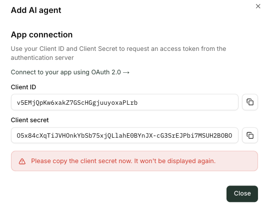 Agent Credentials print out