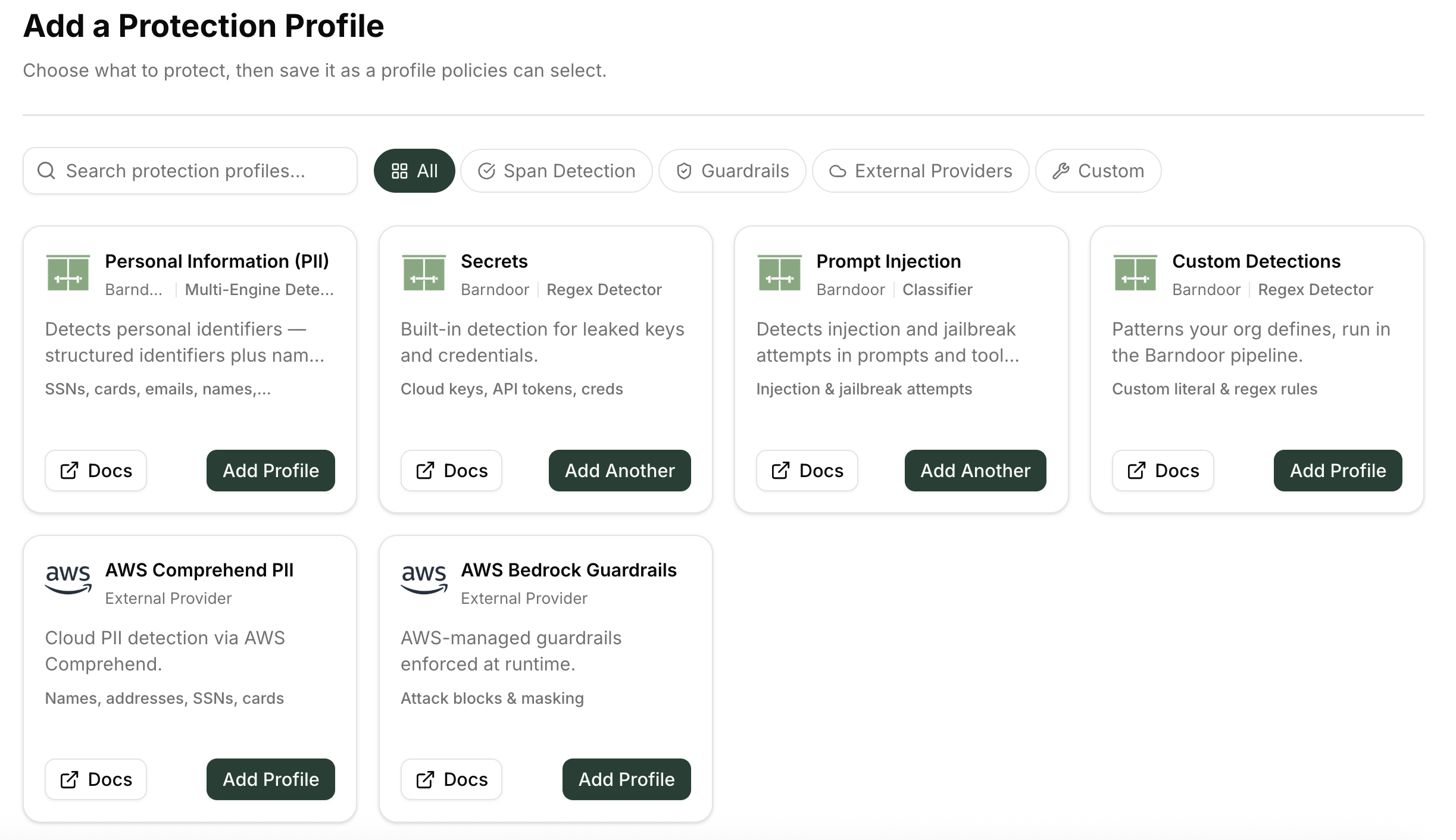 Protection Profile catalog