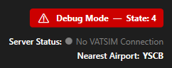 Debug Mode active in the Pilot Client showing red warning and current light state