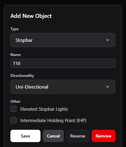Add New Object panel showing the object type, name, directionality, additional properties, and Save button