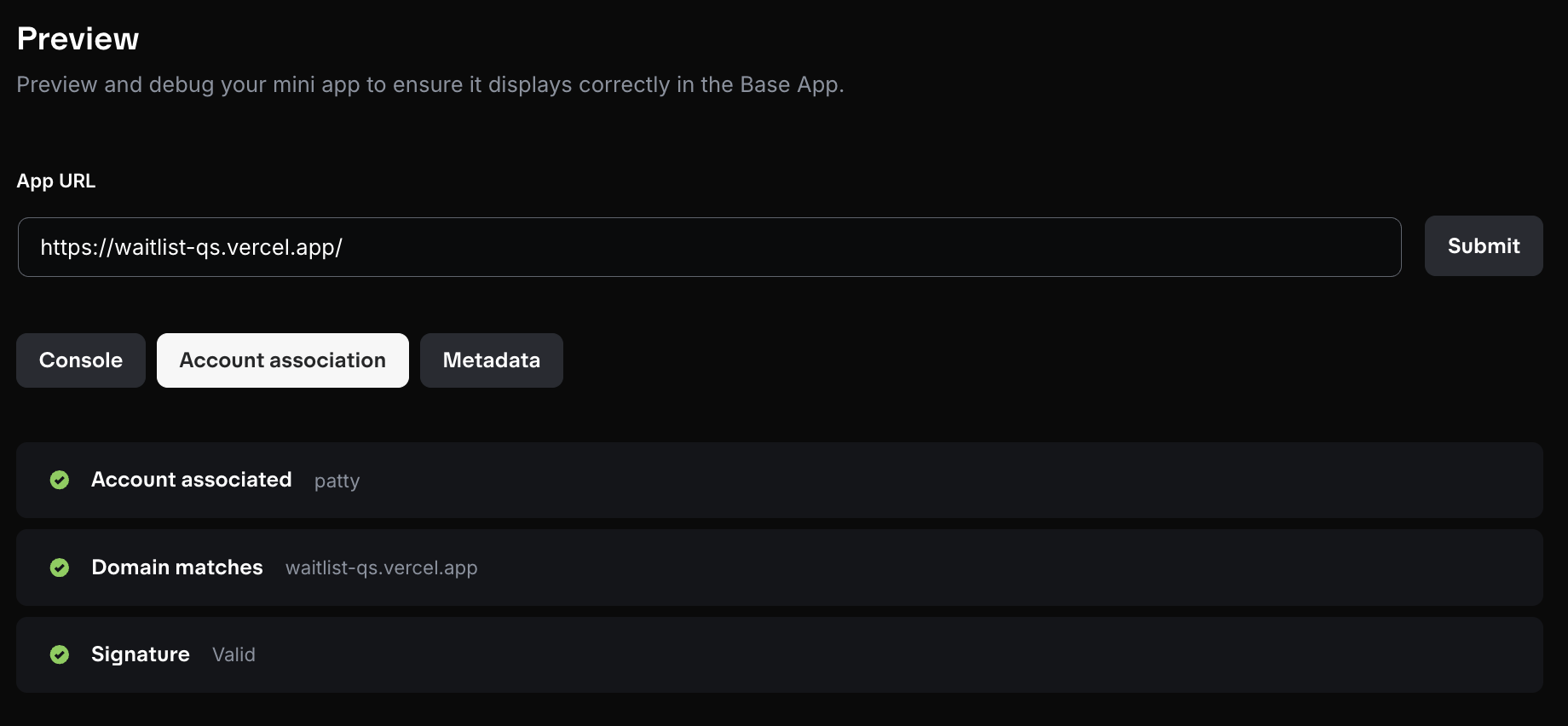 Main dashboard interface