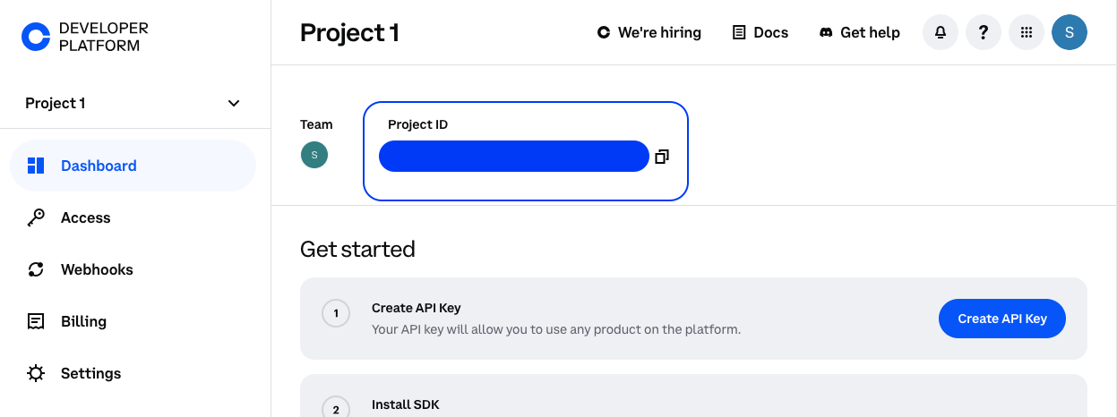 OnchainKit copy Project ID