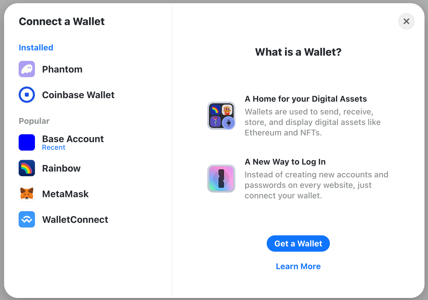 RainbowKit Wallet Window