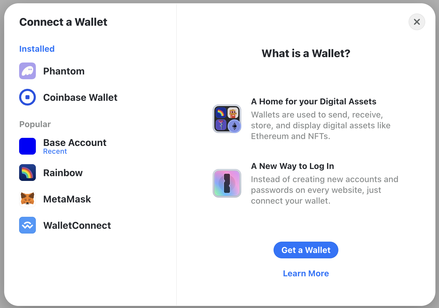 RainbowKit Wallet Window