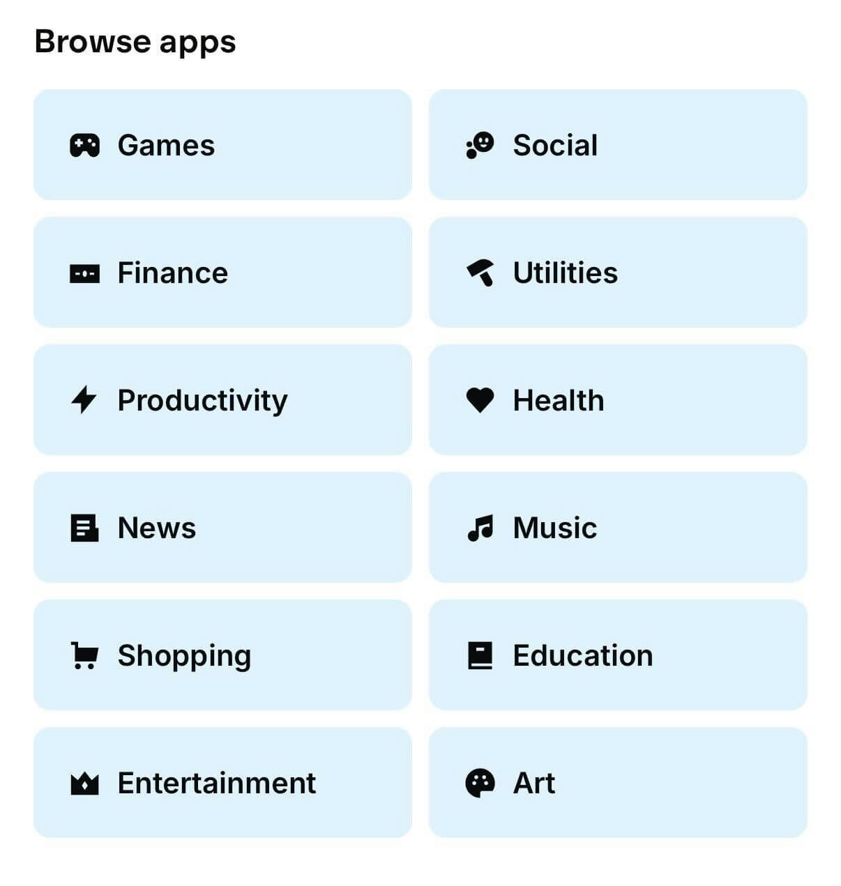 app categories