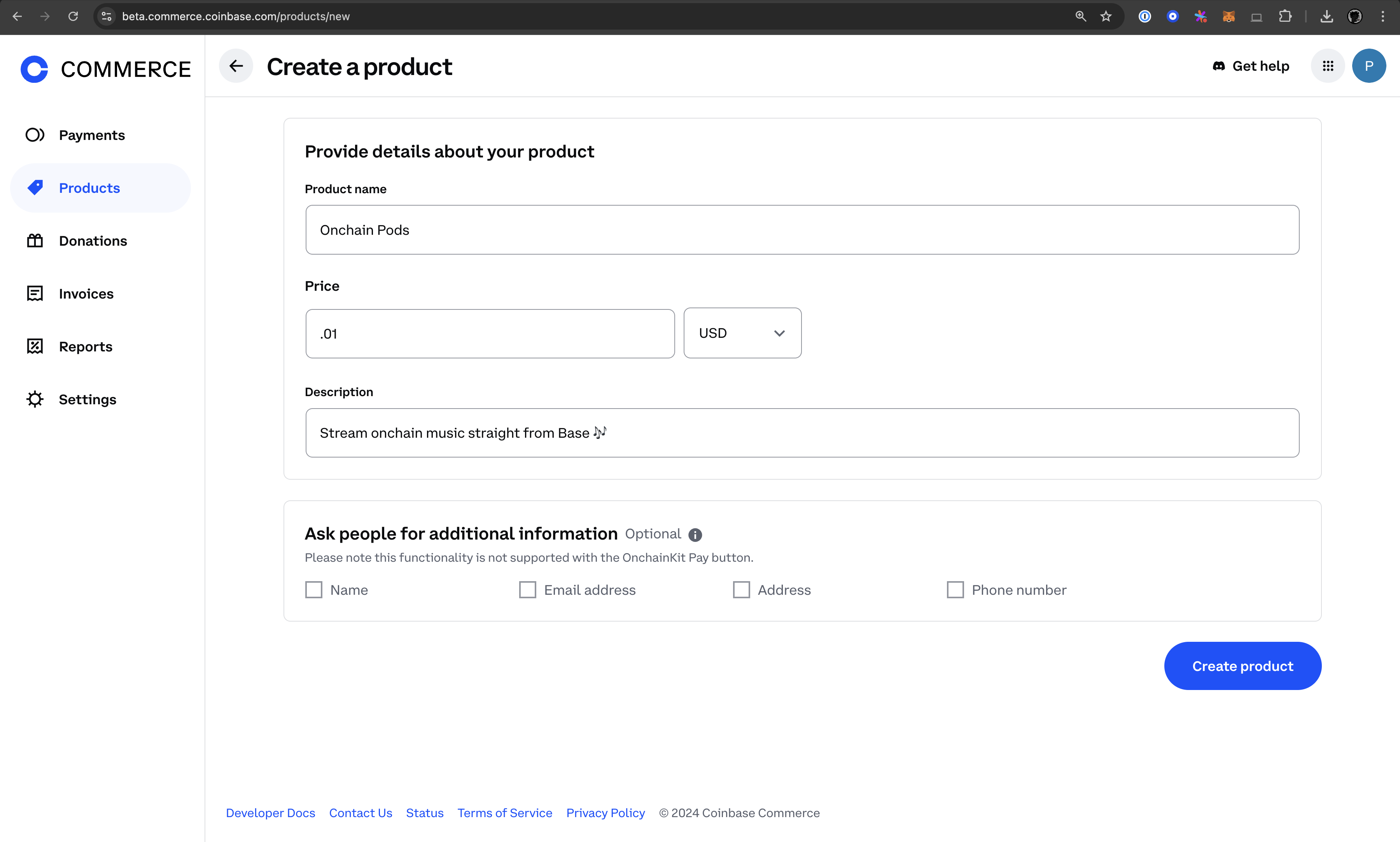 Create product screenshot