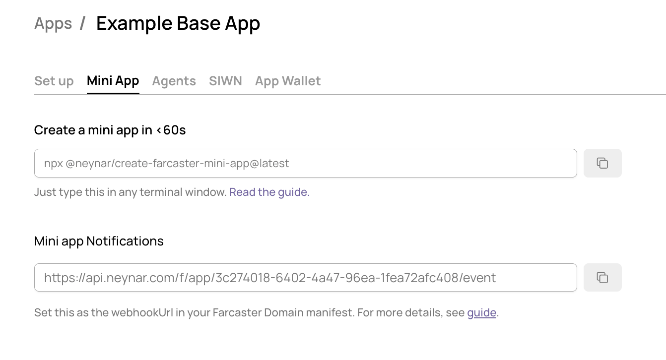 neynar webhook url