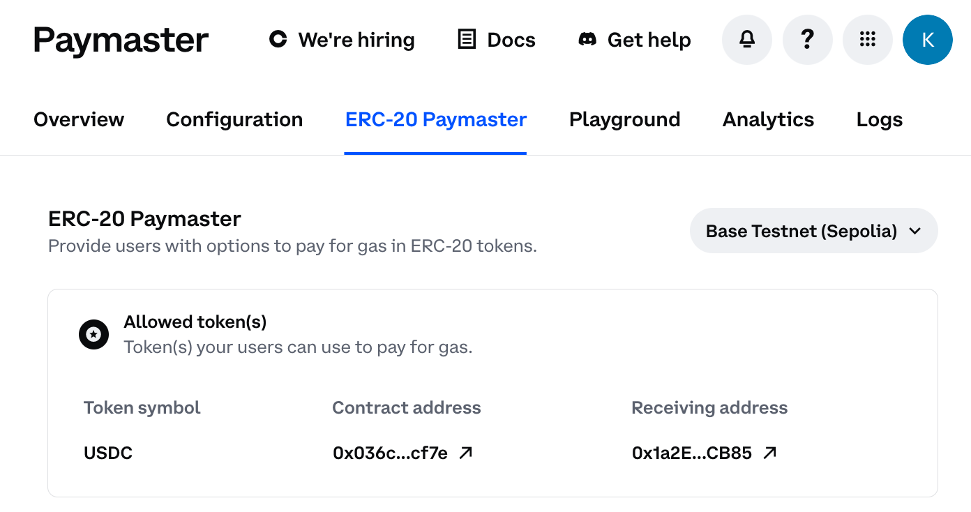 Paymaster ERC20 Policy