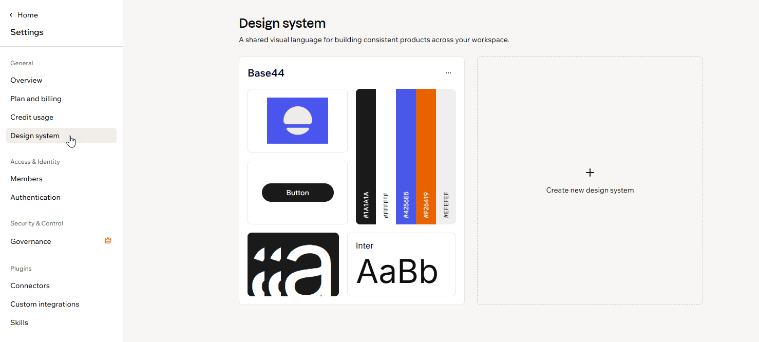 Your design systems in workspace settings