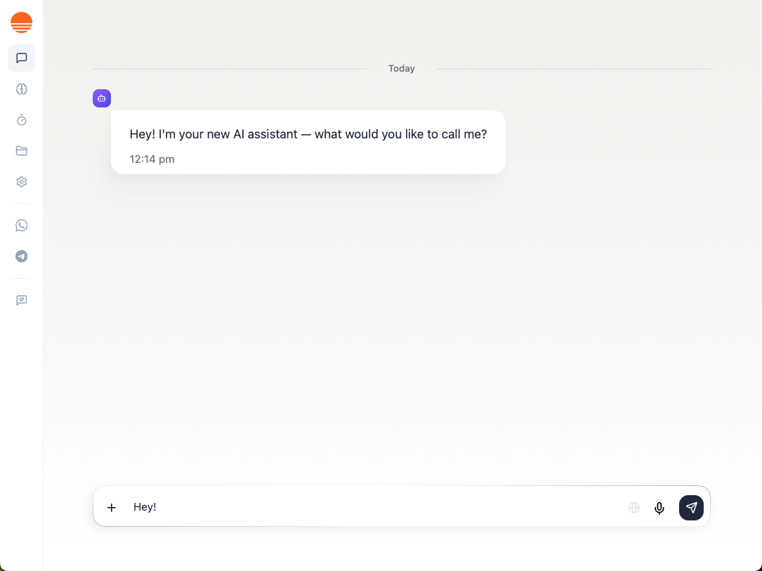 A new Superagent chat asking what you would like to call it.