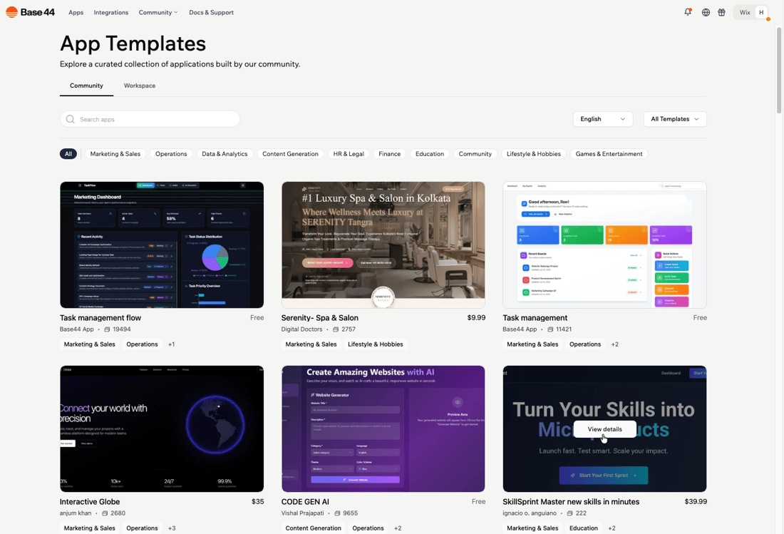 Using app templates - Base44 Support Documentation