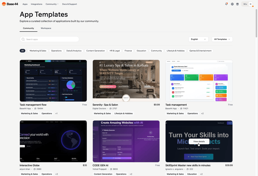 Using app templates - Base44 Support Documentation
