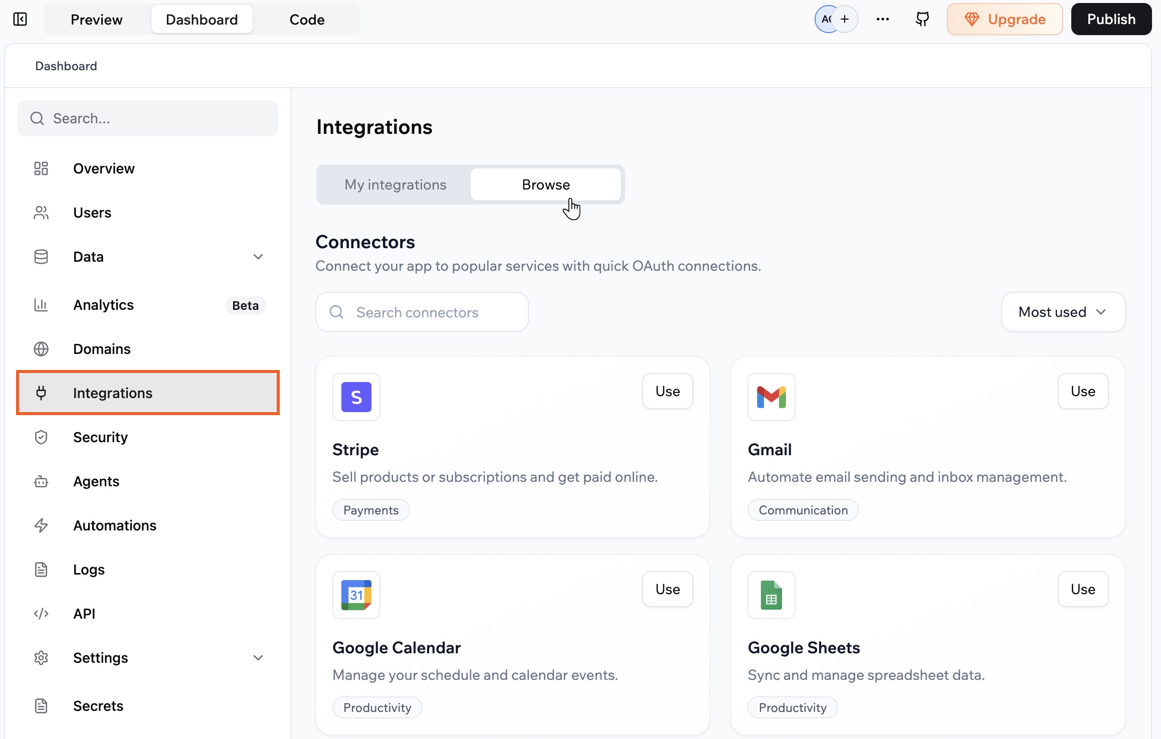 Setting up shared connectors - Base44 Support Documentation