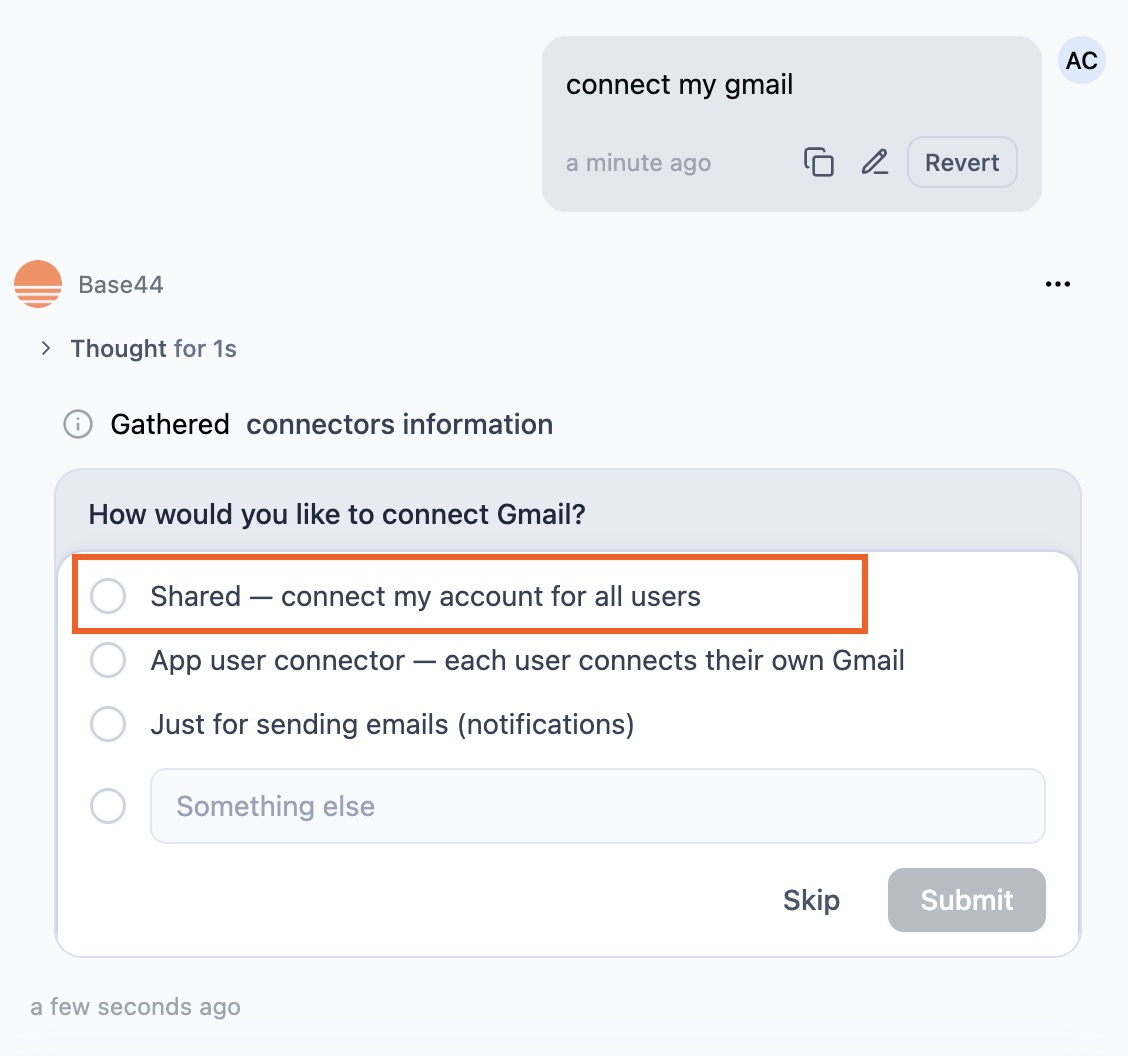 Setting up shared connectors - Base44 Support Documentation