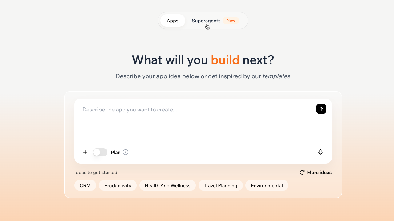 Superagents on the Base44 home screen.