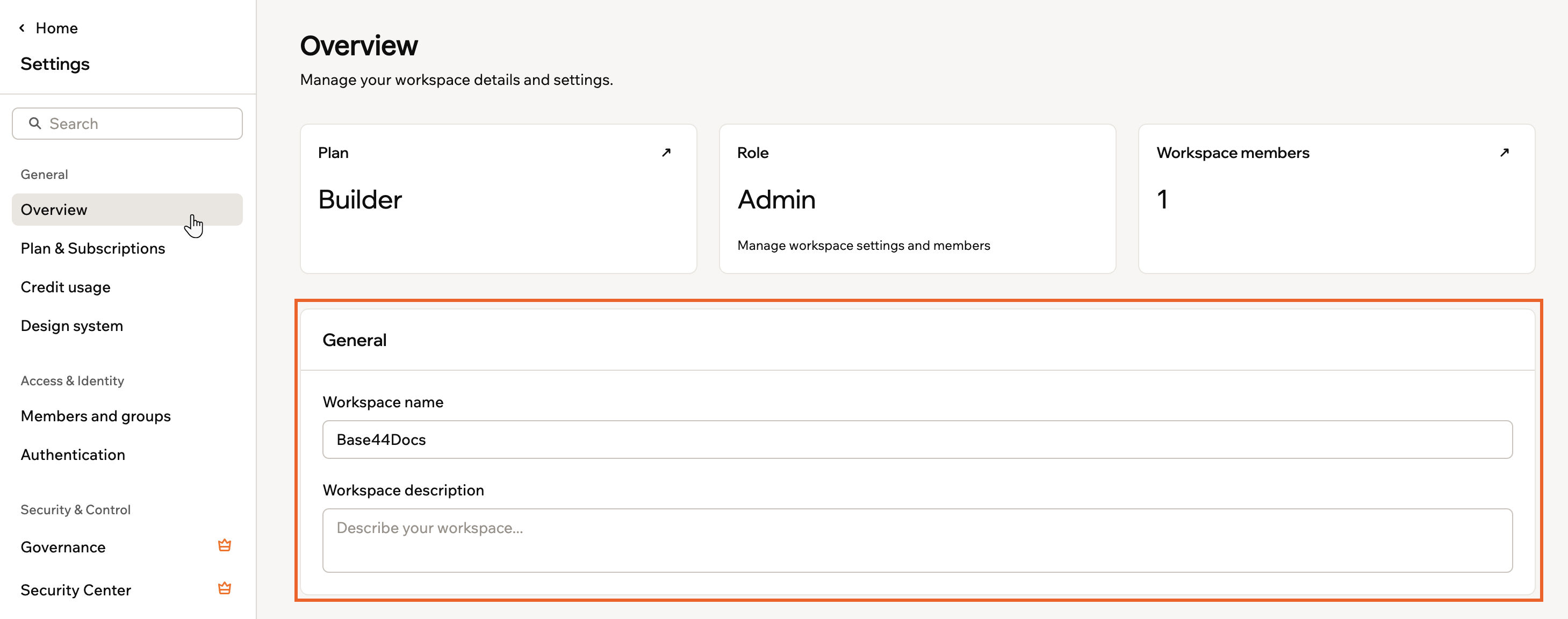 Setting up your workspace information
