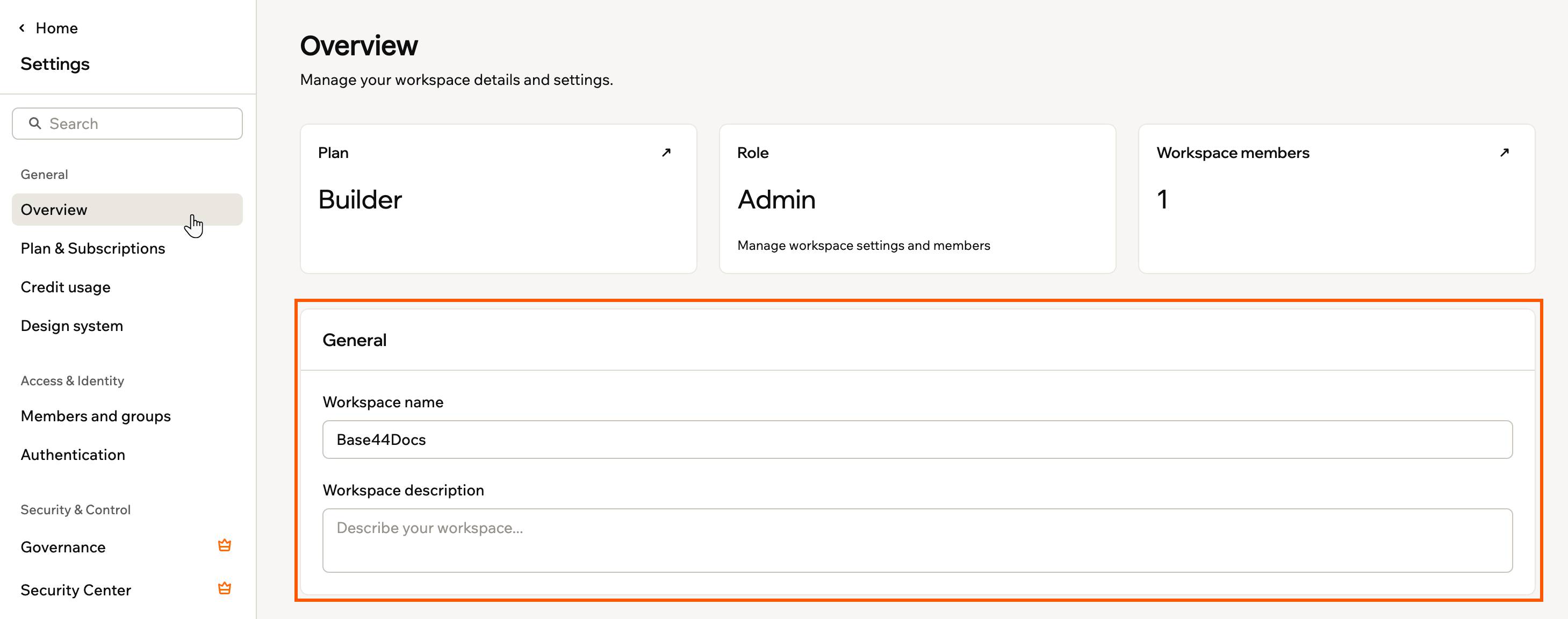 Setting up your workspace information