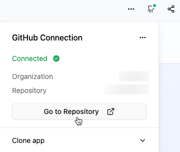 GitHub showing Connected status and a Go to Repository button.