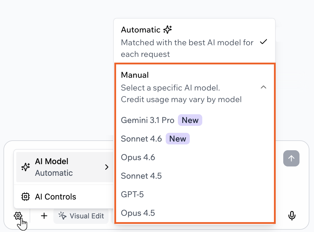 Newmodel Choosing an AI model in the Base44 AI chat settings