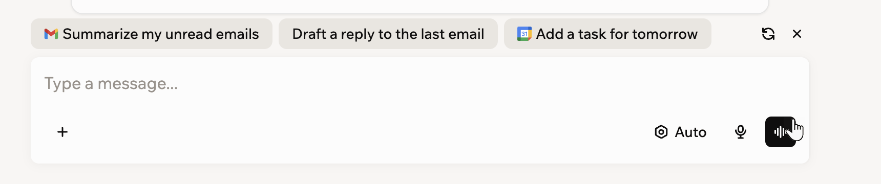 A screenshot of the chat input with the Use voice button at the right