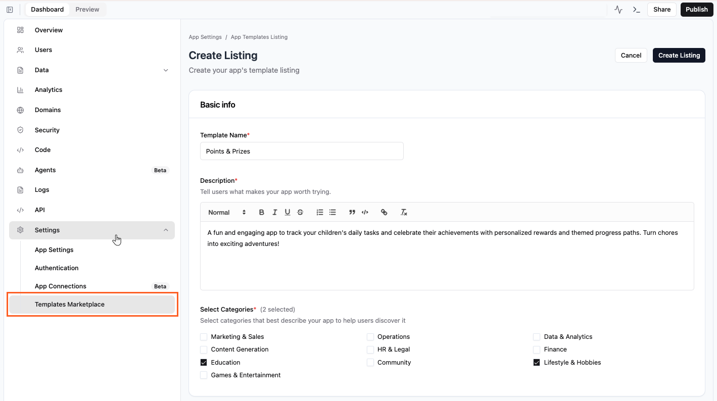 Submitting your app template to the Base44 template marketplace