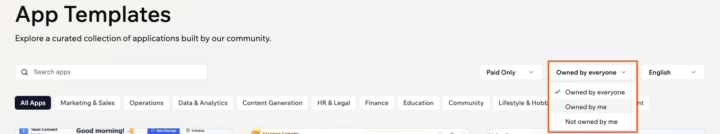 Templates owned by you in the app templates.