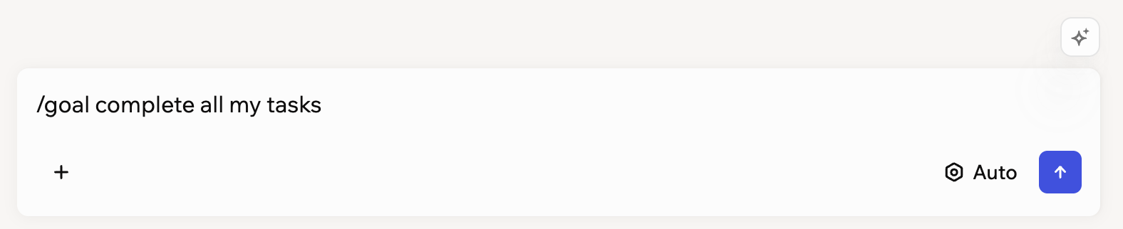 A screenshot of the Superagent chat with a goal typed after the /goal command, ready to send