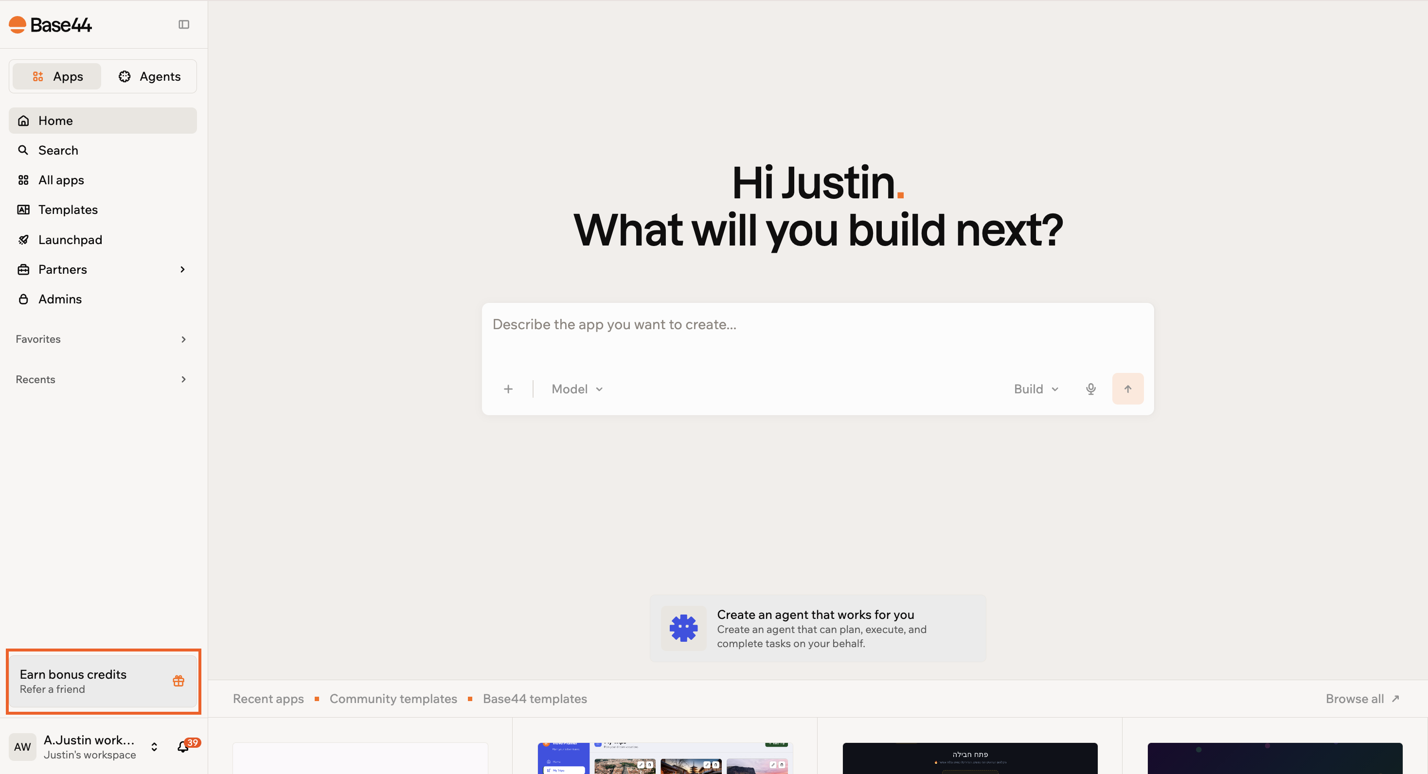 Invite friends and earn credits - Base44 Support Documentation