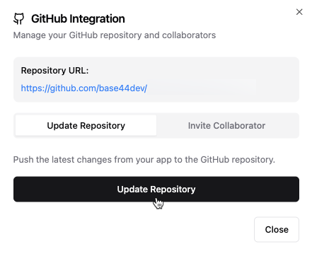 Update your GitHub repository from the
dashboard