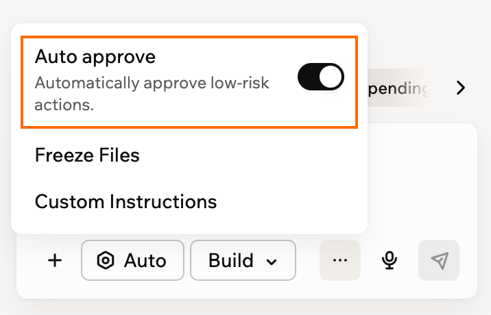 Uno screenshot dell'impostazione Auto approve nella scheda General di AI Controls, con il toggle attivato