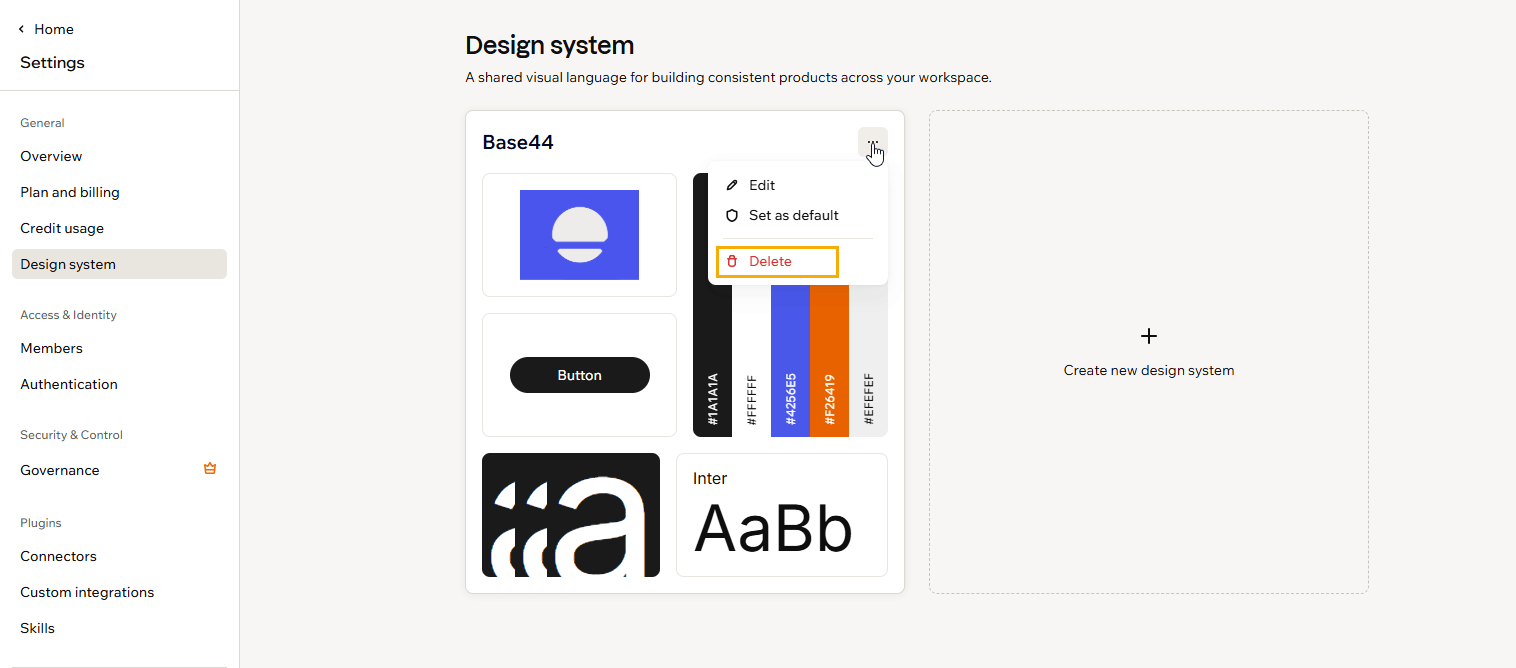 Deleting a design system