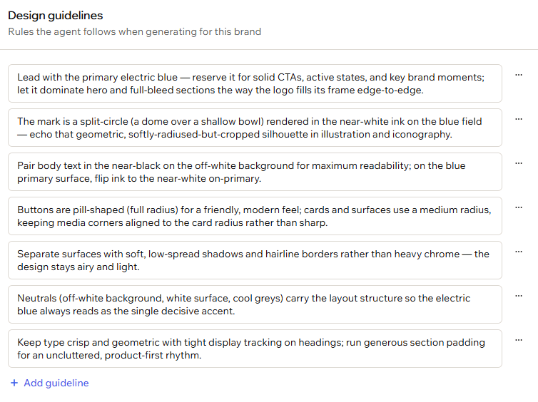 Editing your design guidelines