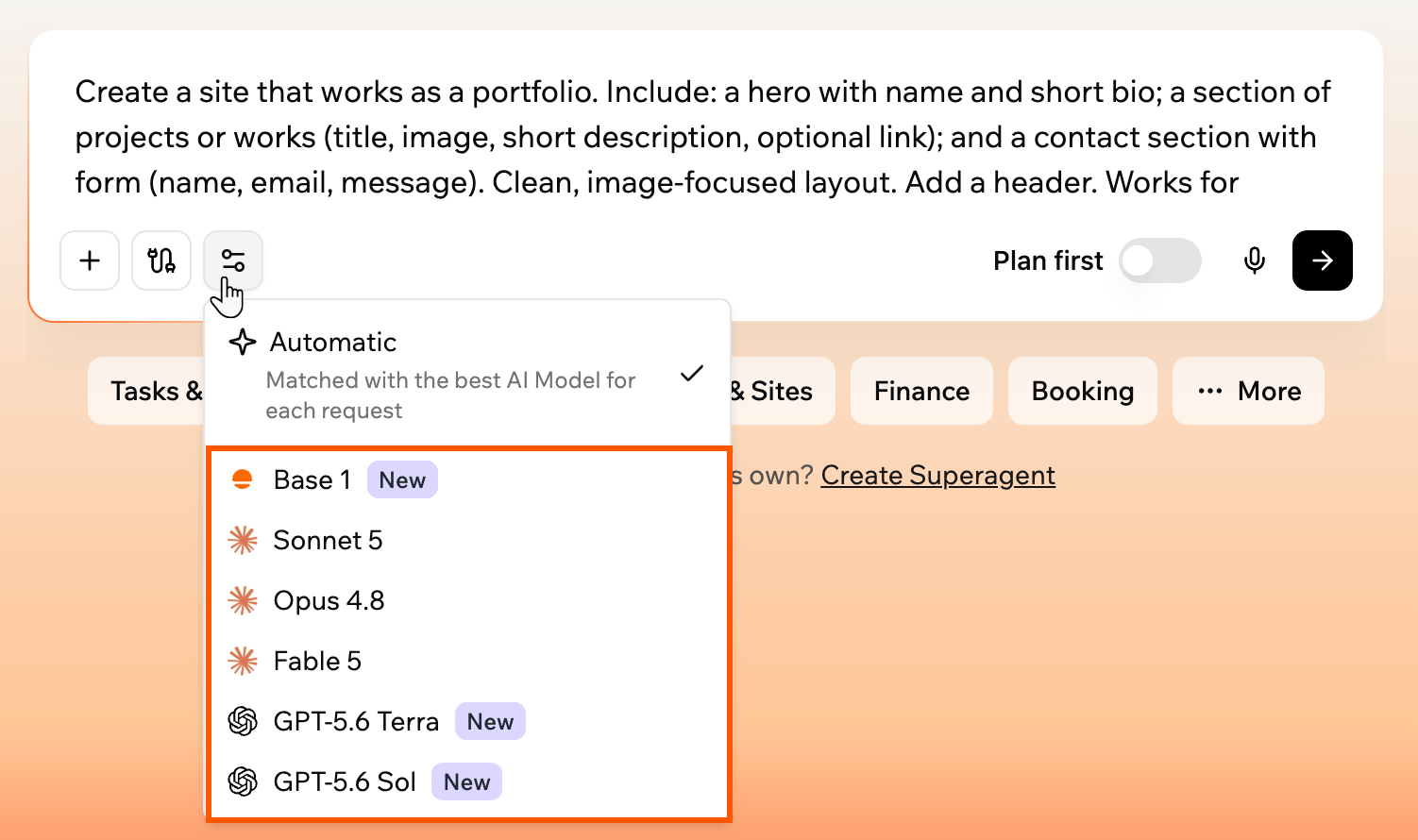 Choosing an AI model from your first prompt