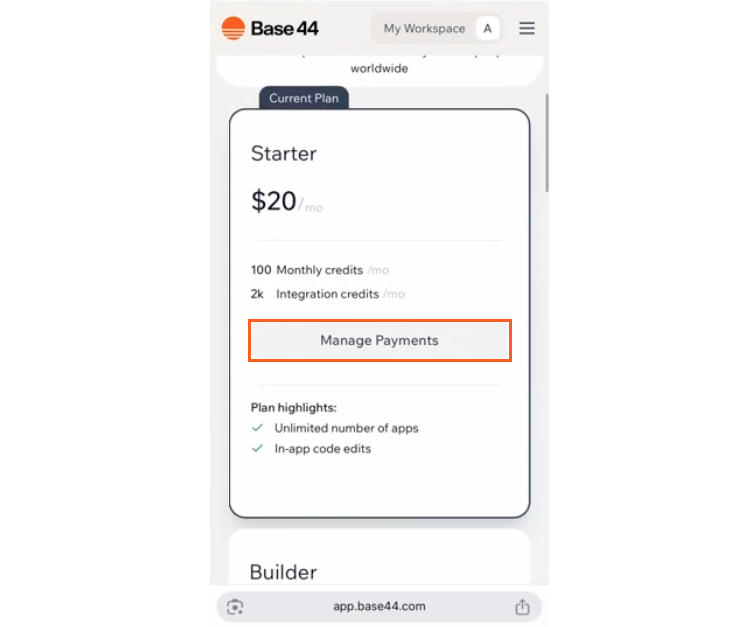 Faturamento e planos - Base44 Support Documentation
