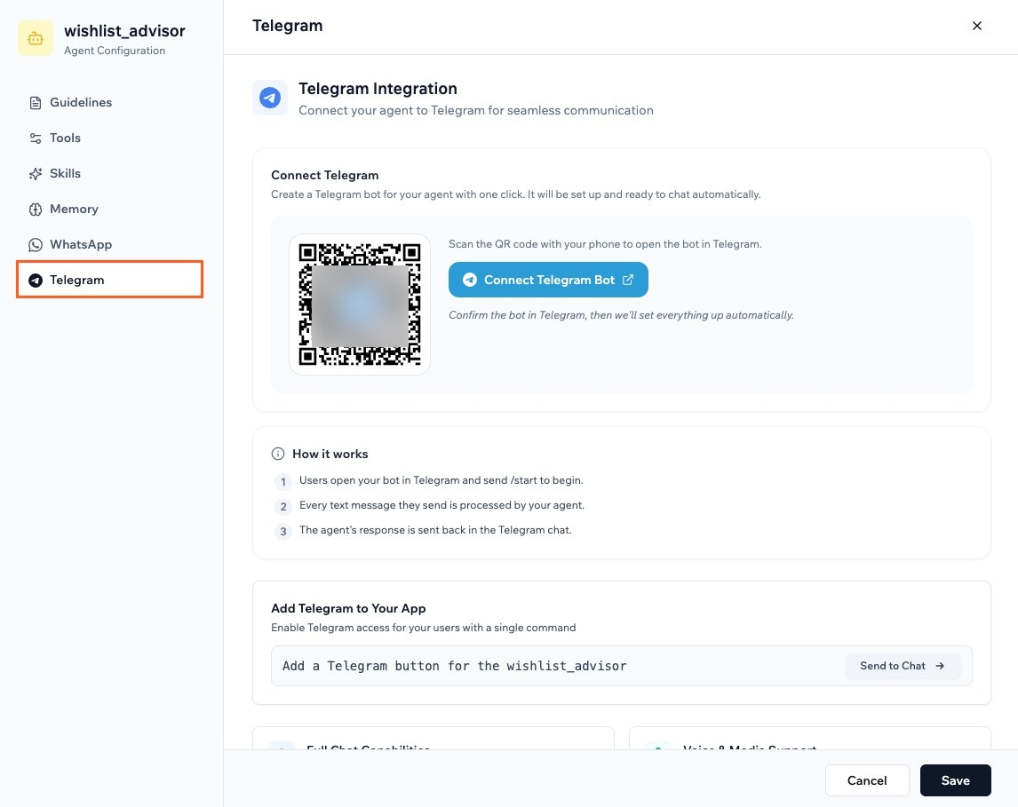 Connecting your agent to Telegram