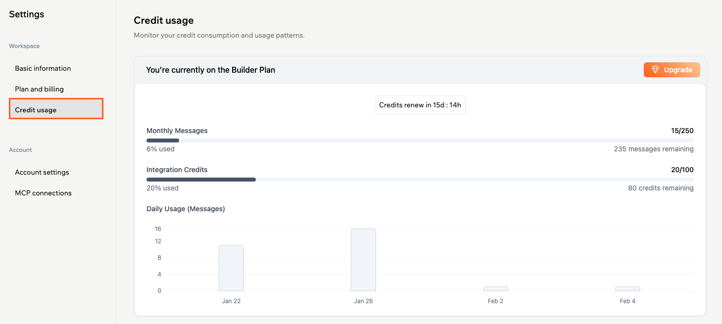 Viewing your credit usage in Base44