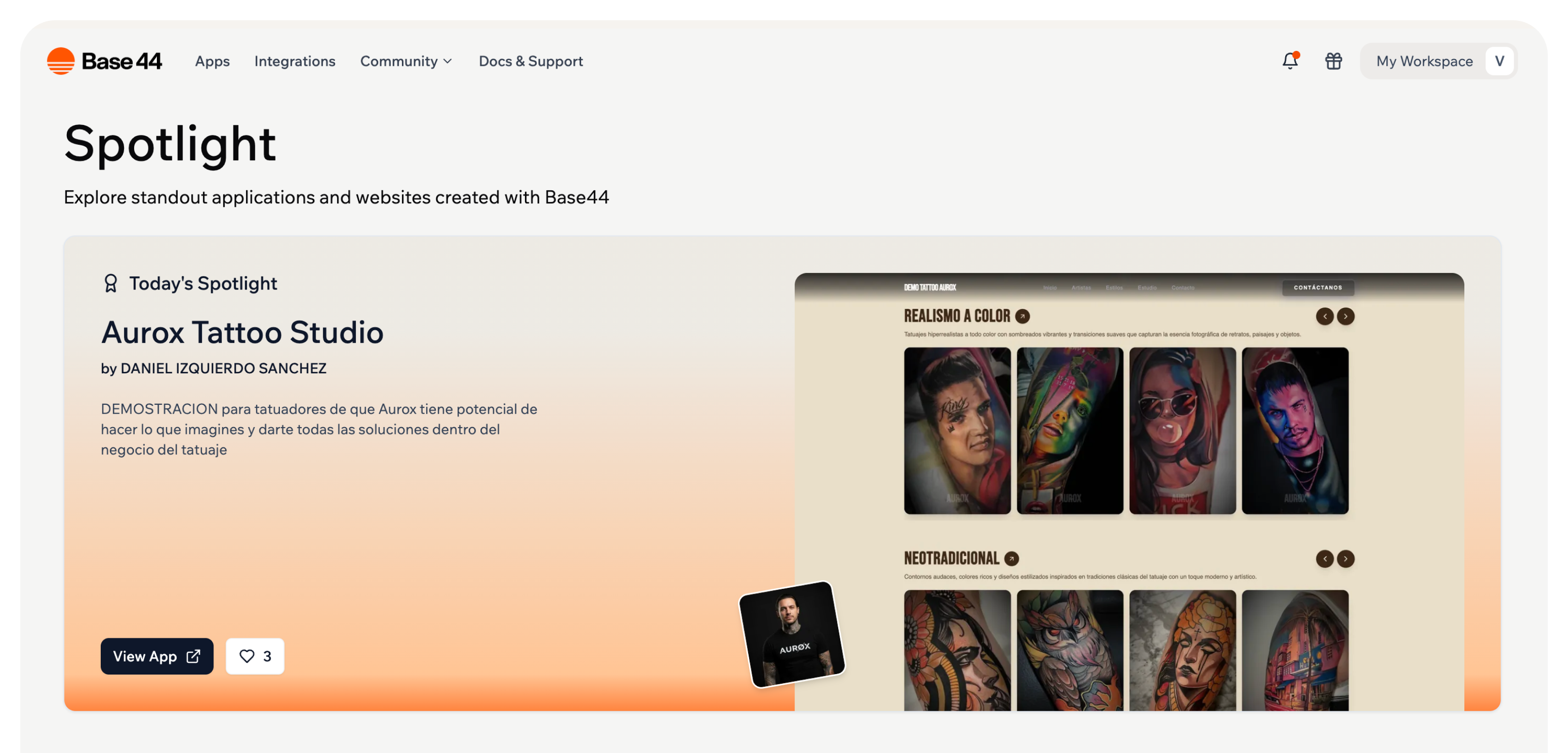 View the Spotlight page The Base44 Spotlight page featuring highlighted community apps.