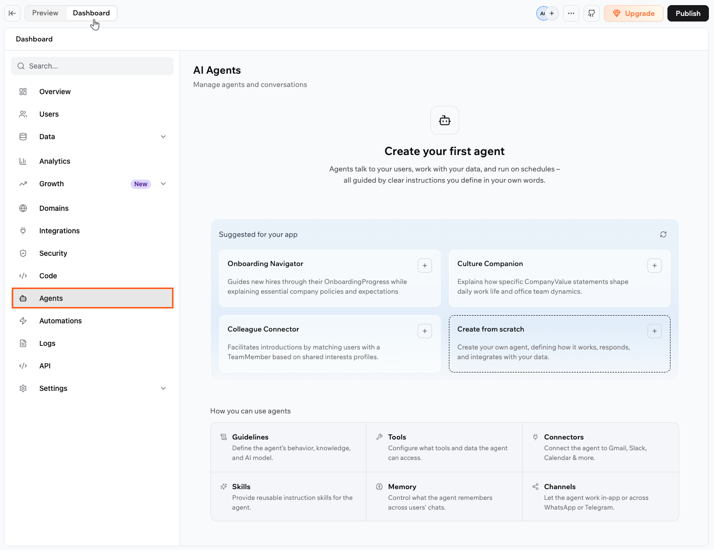 Enabling AI agents in your Base44 app
