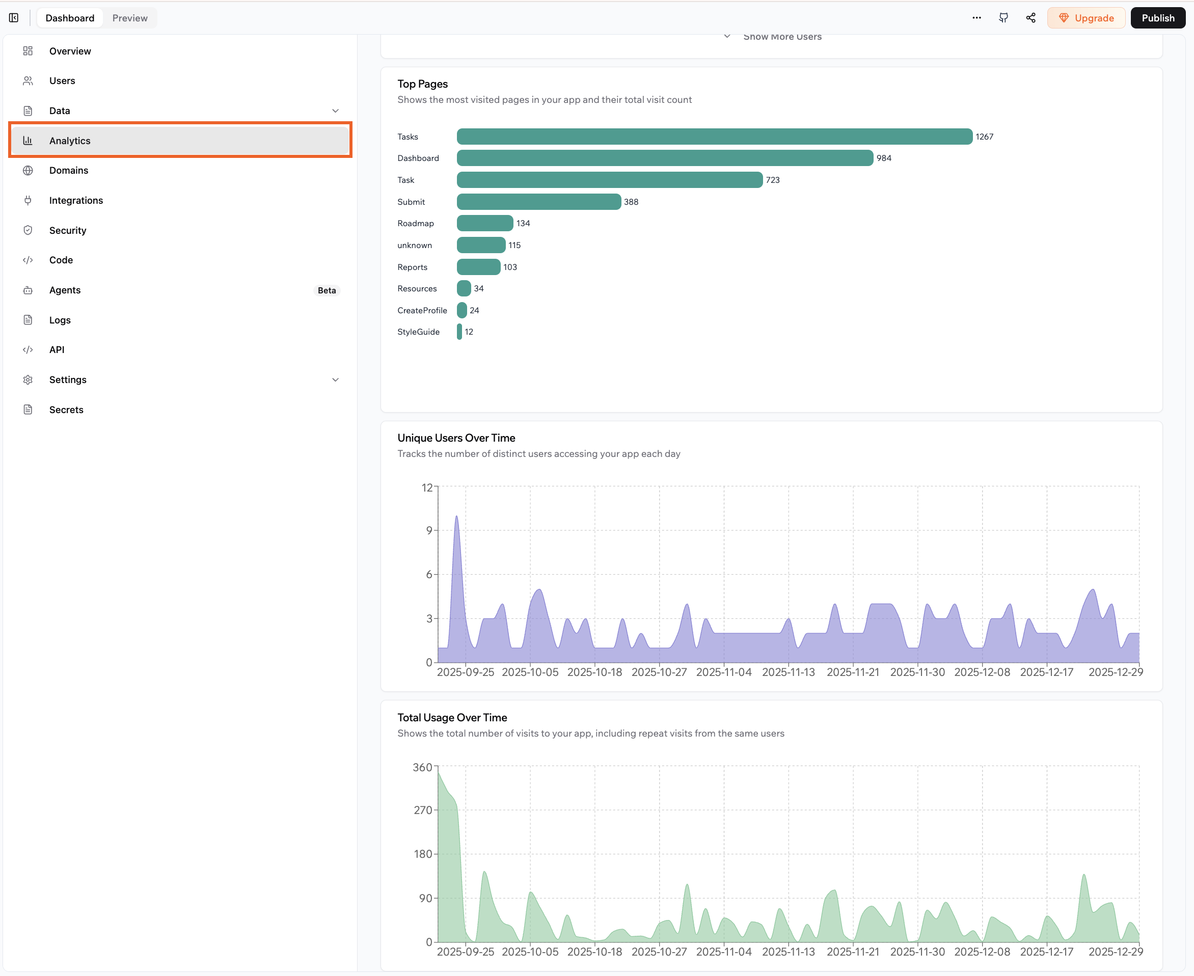 Viewing your Base44 app's analytics Viewing your Base44 app's analytics