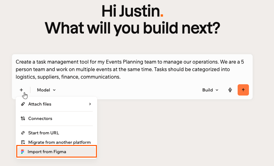 Importing a design from Figma