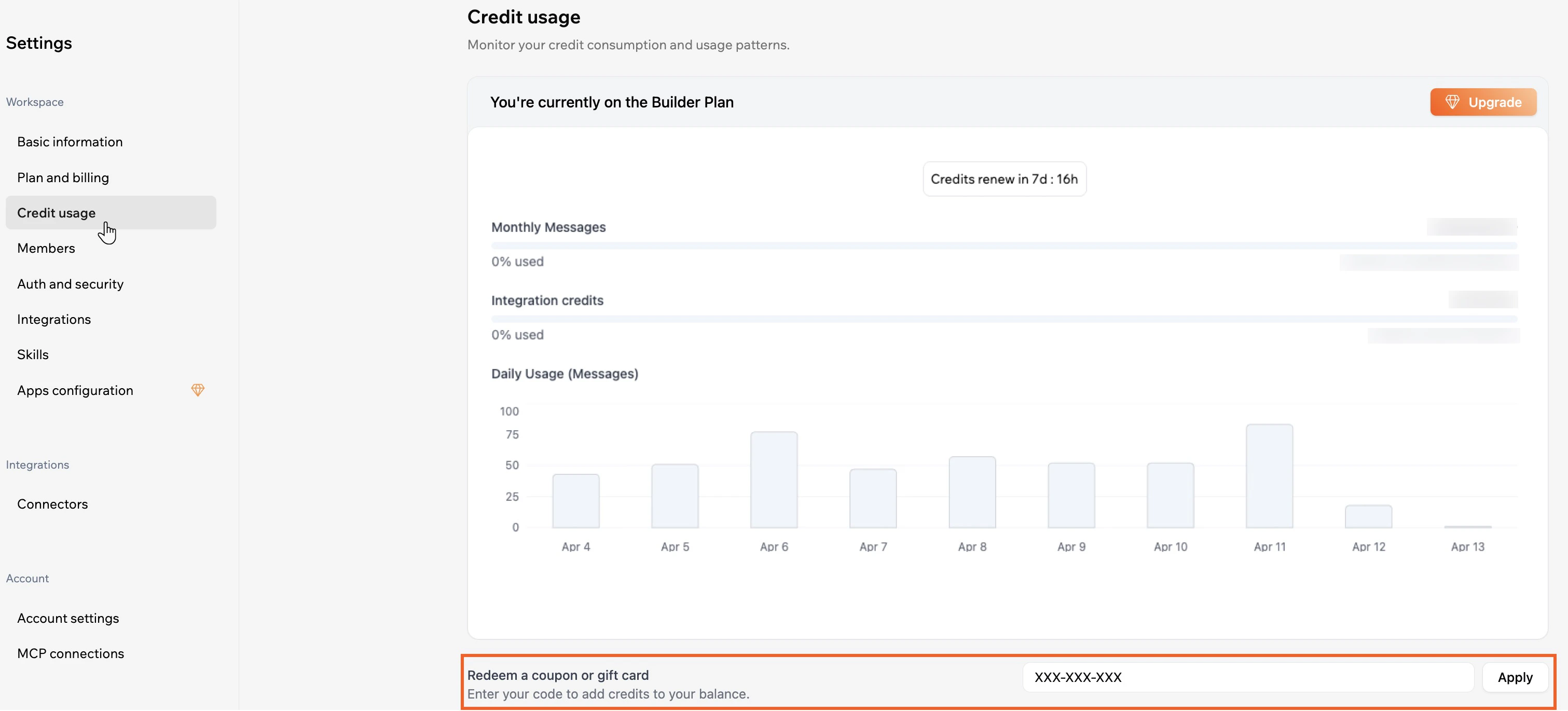 Redeeming a gift card in your Base44 account